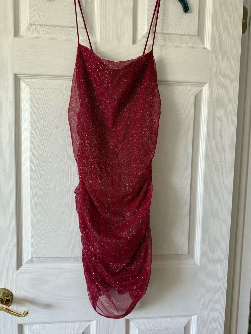 Windsor Red Glitter Slip Dress with Cowl Neck